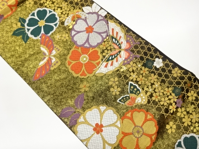 JAPANESE FUKURO OBI / WOVEN SAKURA & BUTTERFLY